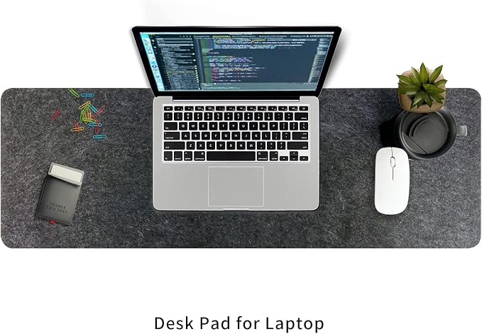 DAWNTREES Felt Desk Mat, Computer Mat for Desk, Dark Gray (36x12Inches) | Non-Slip Large Felt Mouse Pad and Keyboard Mat, Felt Desk Pad for Office and Home, Desktop Protection - Image 9
