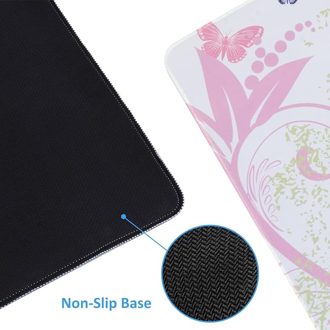 iCasso Extended Gaming Mouse Pad 35.4x15.7in,Game,Home,Butterfly Girl | Non-Slip Rubber Base Mousepad with Stitched Edges,Waterproof Keyboard Mouse Mat Desk Pad for Work Office - Image 4