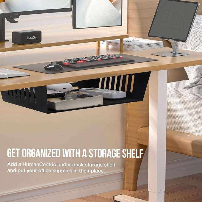 2 Pack Under Desk Shelf - Under Desk Storage Shelf Metals,Under Desk Organizer - Black Under Shelf Storage for Office Tables & Workstations（11 Inch） - Image 4