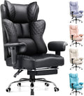 GTPLAYER Big and Tall Office Chair Wide Ergonomic Gaming Chair with Deluxe Embossing Designed Leather with Foot Rest,150°Reclining Adjustable Soft Armrests Pocket Spring Back Support and Pillow by GTPLAYER