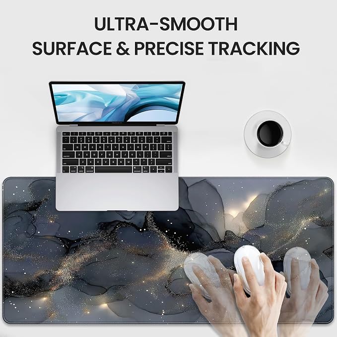 Extended Gaming Mouse Pad, Navy Blue Marble Pattern, 35.4 x 15.7 inches, XXL Extra Large Desktop Pad, Non-Slip Base, Waterproof, Suitable for Home Gaming and Office Use - Image 3