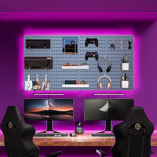 22"x22" Pegboard Combination Kit Wall Organizer Kit - 4 Panels & 14 Hooks for Kitchen, Bedroom, Office, Bathroom Storage - Image 2