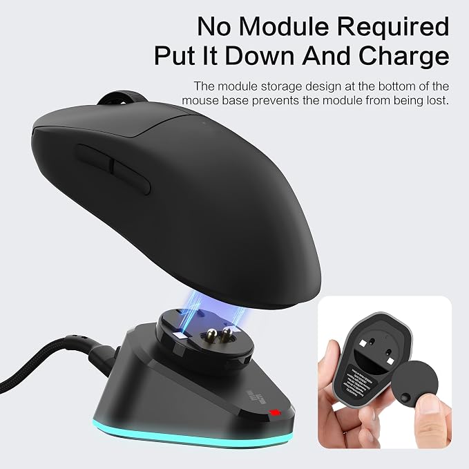 MOSHOU Charging Dock for Logitech Mouse G PRO X Superlight 2/1,G PRO X2 SUPERSTRIKE,G502/G502 X Lightspeed,G502 X Plus,G703/G903 Lightspeed,RGB Light,Computer Mice Powerplay Charging System(Black) - Image 5