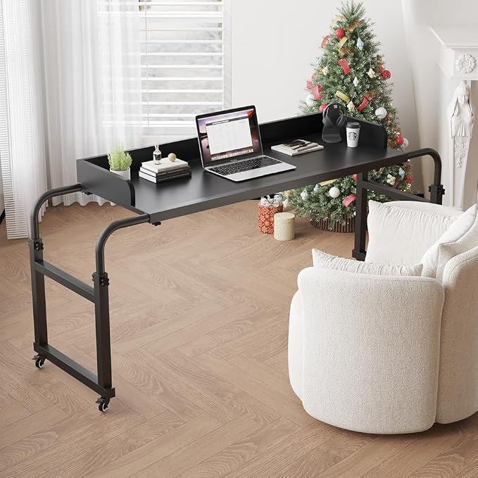 LINGMI Overbed Table with Wheels, Bed Desk Recliner Table(Black) - Image 2