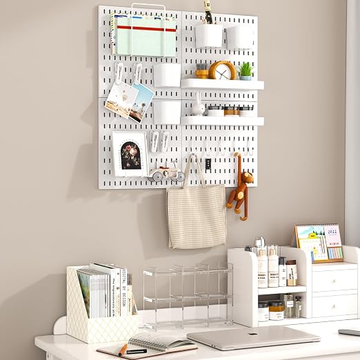Pegboard Combination Kit, 4 Peg Boards White Pegboard for Walls, Office Wall Organizer, Gaming Room Wall, Nursery Storage, 22"x22" - Image 5