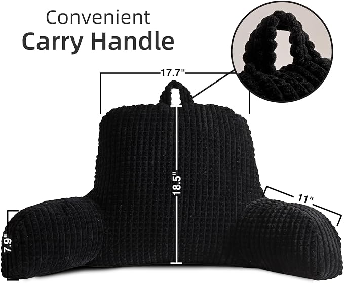 A Nice Night 18.5" Bed Wedge Pillows with Arms for Sitting in Bed，Black - Image 2