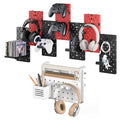 PEGZONE Desk Side Storage Organizer No Drill Under Desk Laptop Holder Bundle with 7 PCS Controller and Headphone Holder Wall Mount by Pegzone