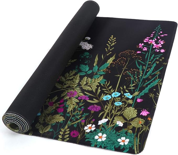 iCasso Desk Mat, Large Desk Mouse Pad for Desk,Home Office - Green Weeds | Desk Protector,Cottagecore Mouse Pad for Women with Smooth Lycra, Water-resistant, Non-slip Rubber Base and Stitched Edges - Image 5
