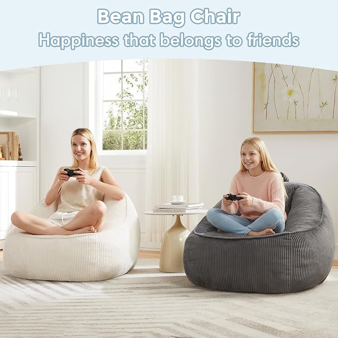 HUGHEAVEN Large Bean Bag Chairs for Kids, Bean Bag Chairs for Kids 8-12 | Comfy Bean Bag Sofa with Back Support, Big Bean Bag Couch & Chair for Bedroom, Floor Sofa for Relaxing and Reading - Image 3
