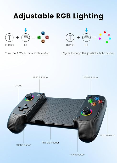 Wireless Phone Controller for iPhone/Android with Hall Joystick, Moblie Controller for iPhone Support Xbox Game Pass, Steam Link, Call of Duty, Roblox, Handheld Gaming Gamepad, Nintendo DS Consoles - Image 6