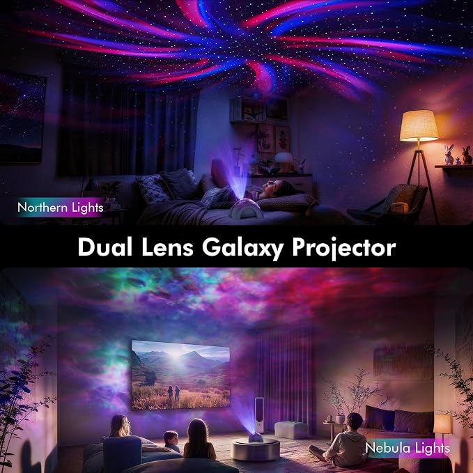 Rossetta Dual Lens Galaxy Star Aurora Projector Night Light for Bedroom - Image 2