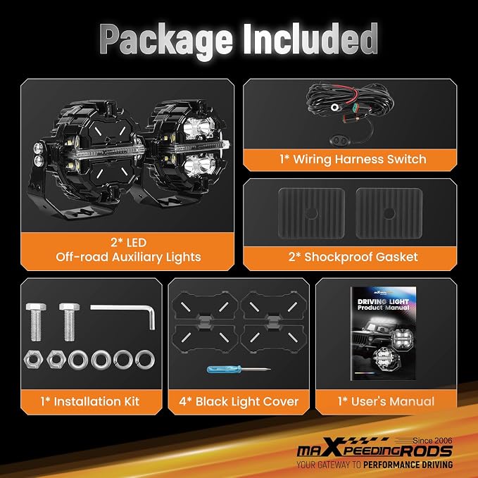 maXpeedingrods 3.5In 160W LED Offroad Pod Lights w/Amber White DRL 3 Modes - Image 9