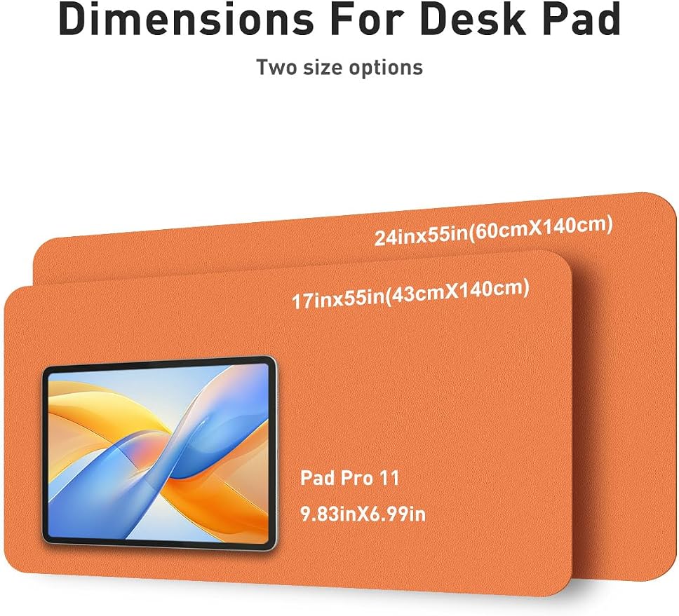 Aothia Faux Leather Desk Mat - Non-Slip PU Leather Desk Blotter, Waterproof Writing Surface, Large Desk Pad for Office & Home (Hermes Orange, 55" x 24") - Image 5