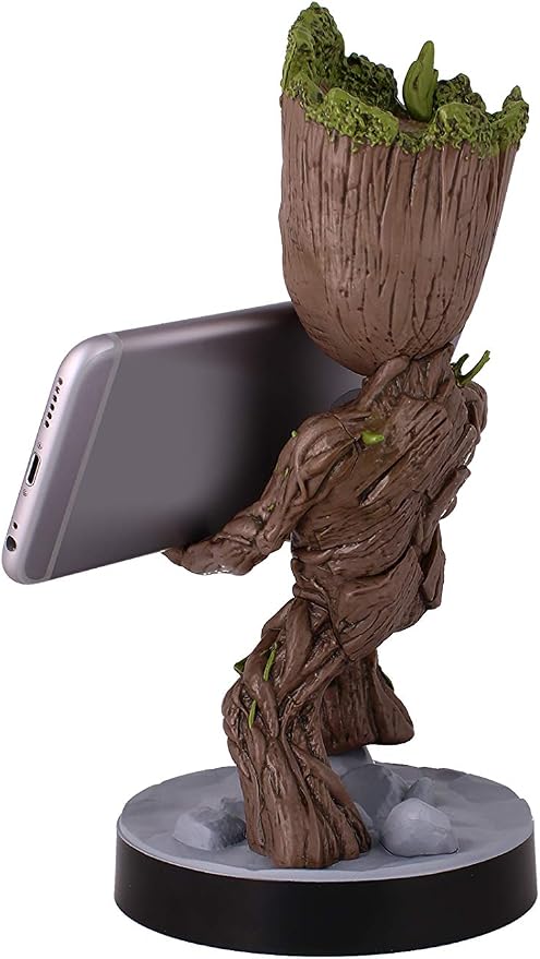 Exquisite Gaming: Guardians of The Galaxy: Toddler Groot - Original Mobile Phone & Gaming Controller Holder, Device Stand, Cable Guys, Marvel Licensed Figure, Black - Image 5