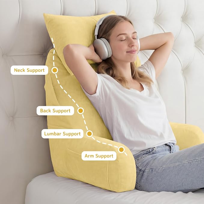 Reading Pillow for Bed,Back Pillow for Bed Sitting Up,Lumbar Support Pillow - Image 5