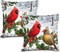 Winter Cardinal Birds Christmas Throw Pillows Cover 18x18 Set of 2 by Unknown