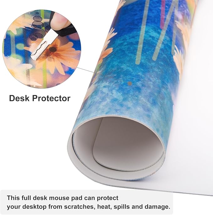 QiyI PU Leather Large Mouse Pad, Office Decor, 31.5" x 15.7", Ivy Flowers | Desk Décor Accessories, Extended Size, Waterproof & Easy to Clean, Smooth Surface, Non Slip Desk Organization - Image 3