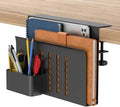 HAMOPY Desk Side Storage, Single-Layer Steel Hanging Desk Organizer with Magnetic Pen Holder, No Drilling Desk Drawer Cable Management Tray, Under Table Laptop Holder for Office, School&Home(Black) by HAMOPY
