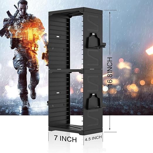 ASFSKY Video Game Storage Tower, 24-Game Organizer with 4 Controller Hooks - Image 2