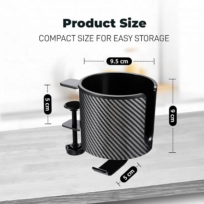 Luxury 2-in-1 Anti-Spill Cup Holder with Headphone Hanger (Carbon Edition) - Image 4