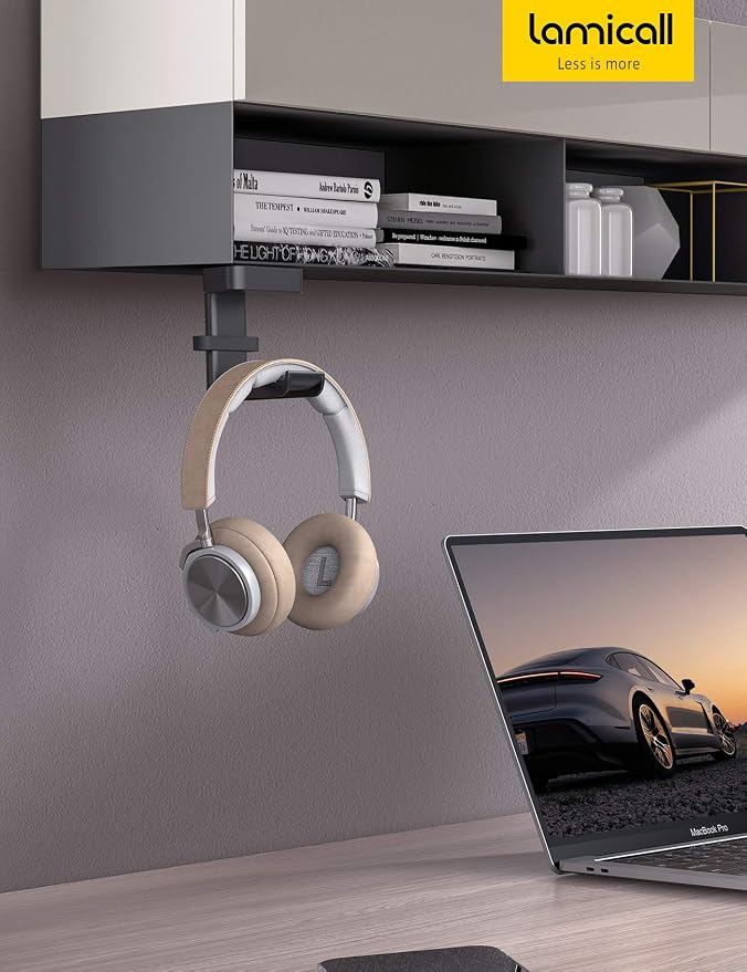 Lamicall Headphone Stand Adhesive Rotatable Headset Earphone Hanger Hook | 360° Rotation Earphone Holder, Cable Organizer Headphone Stand, for All Headset Gaming HyperX, Razer, Sony, Senn heiser - Image 7