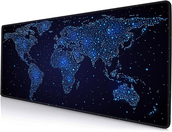Large Gaming Mouse Pad with Stitched Edges, Desk Pad Extended Keyboard Mat, Non-Slip Rubber Base Mousepads for Laptop, Office, Home, 31.5X11.8 inch Galaxy World Map by SANWUMIAN
