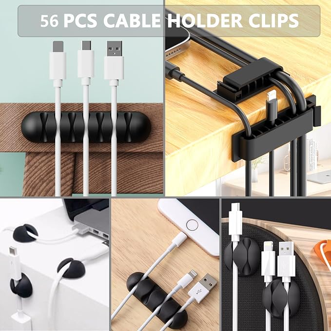 ELII 302PCS Cable Management Kit 4 Cable Sleeve,45Cable Clips - Image 2
