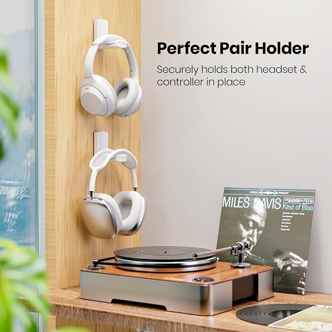 Sticky Headphone Stand Controller Holder - EURPMASK 2 Pack Upgraded Adhesive Headset Hook, Headphone Holder for Desk with Soft Rubber Pads, Gaming Accessory Controller Headset Stand, Pearl White - Image 2