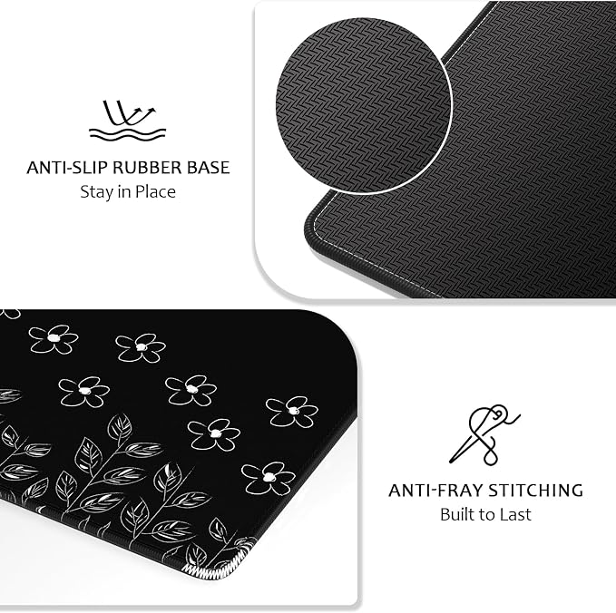 Auhoahsil Desk Mat, Ultra Large Mouse Pad, XXL Gaming Mousepad, Pretty Desk Pad, Big Extended Full Size Desktop Desk Matt for Keyboard, Laptop & Computer, 35.5 x 15.7 in, Minimalist Flower Black - Image 6