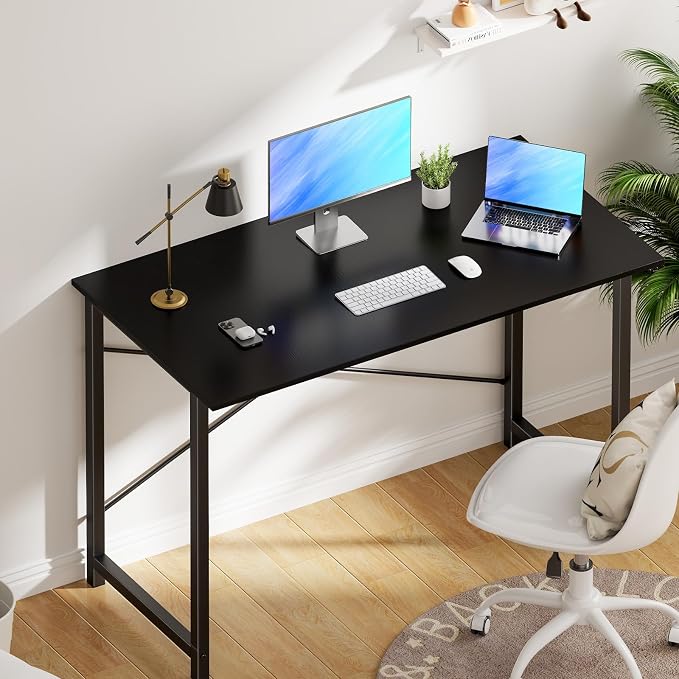 OLIXIS 44 Inch Computer Office Desk for Small Spaces, Writing Gaming Work Desk Modern Study Table with Metal Frame Home Bedroom, Black - Image 7