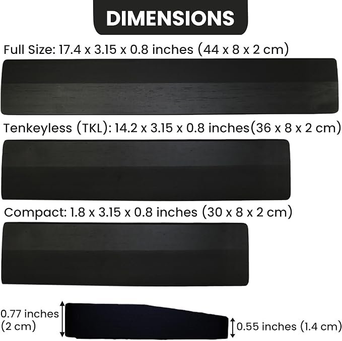 Kothar Wooden Keyboard Wrist Rest (Compact, Black) - Image 3