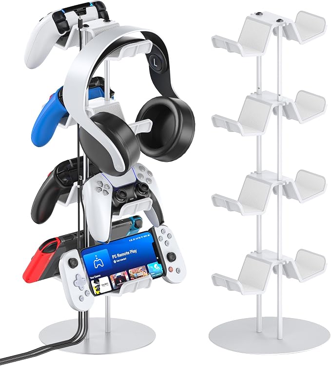 Kytok Gamer Gifts, Headset Stand 4 Tiers with Cable Organizer, Controller Stand Compatible with PS5/Xbox/Nintendo Switch/PS Portal/PS4, Headset Holder & Controller Holder by Kytok