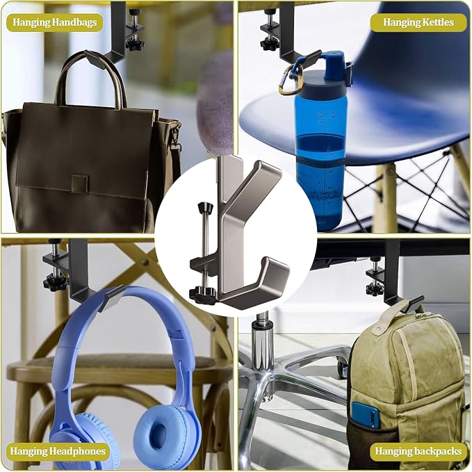 Headphone Stand - Aluminum Alloy Headphone Holder, Under Headset Stand for Desk Fit for PC Gaming Headset Hanger Hook Suitable for Office, Computer, Student Class Desk, Handmade Creator Table (Sliver) - Image 7