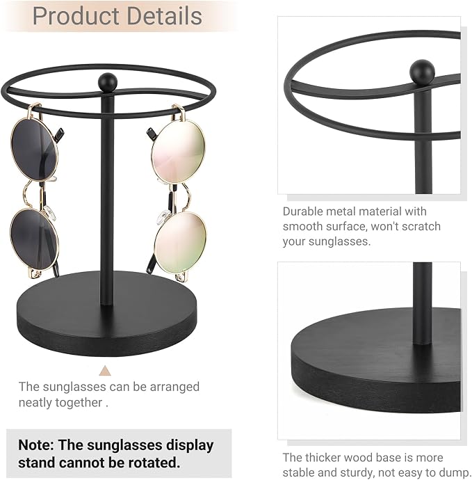 Mkono Sunglasses Organizer, Metal Glass Holder Storage Stand Display 1 Pack - Image 4