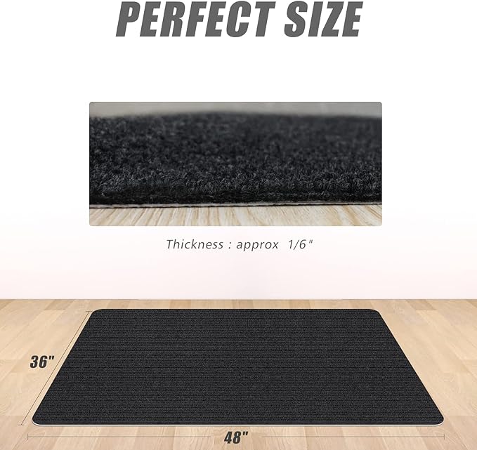 Sycoodeal Office Chair Mat for Hardwood Floor,Office Computer Gaming Chair Mat for Tile Floor,Large Floor Protector Rug,Anti-Slip,Easy to Clean,Pure Black(48"x36") - Image 2