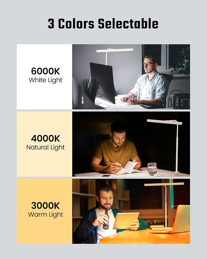 SUPERDANNY LED Desk Lamp for Office Home, 12W Eye-Caring Light with Clamp - Image 4