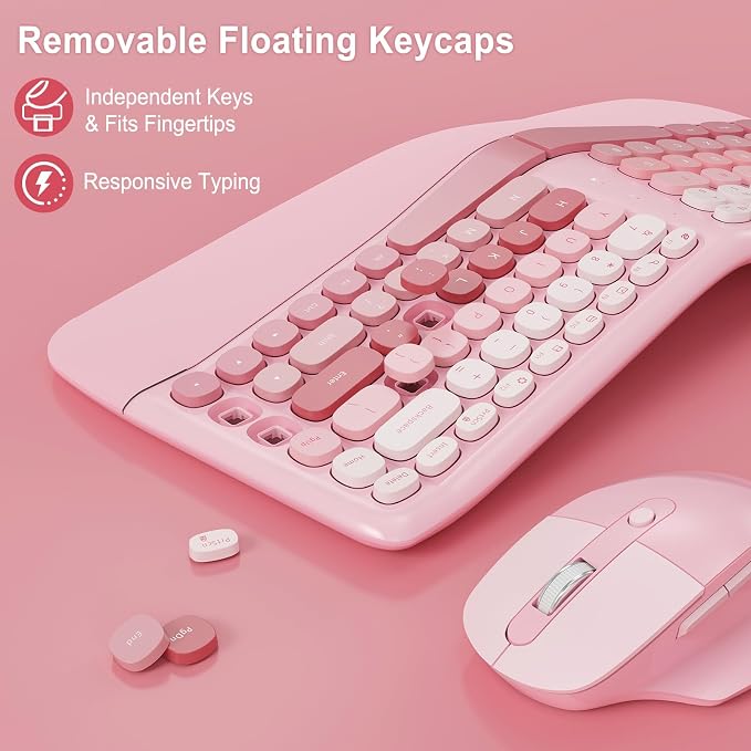 Ergonomic Wireless Keyboard Mouse, Gaming Typewriter Set with Wrist Rest - Image 3