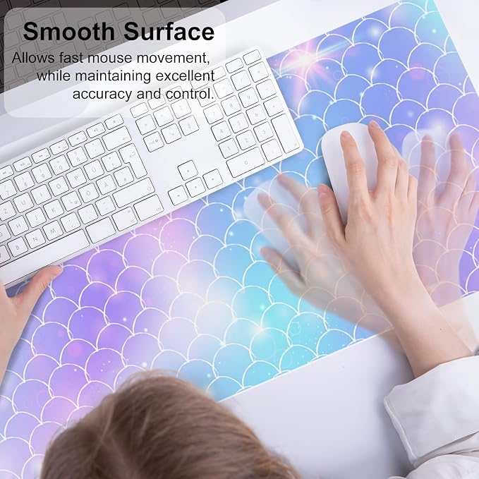 QiyI PU Leather Large Mouse Pad, 31.5" x 11.8", Gradient Fish Scales | Desk Décor Accessories, Extended Size, Waterproof & Easy to Clean, Smooth Surface, Non Slip Desk Organization - Image 4