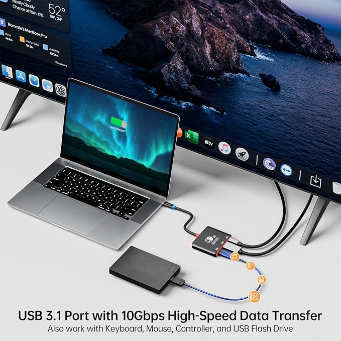 Portable Handheld Gaming Dock USB C Dock with 4K@60Hz HDMI Adapter - Image 6