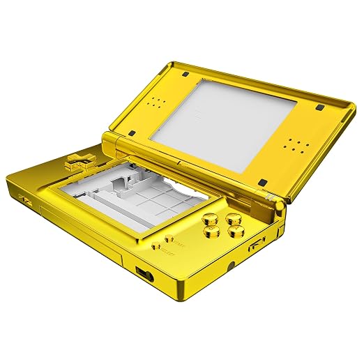 eXtremeRate Chrome Gold Replacement Full Housing Shell for Nintendo DS Lite, Custom Handheld Console Case Cover with Buttons, Screen Lens for Nintendo DS Lite NDSL - Console NOT Included by eXtremeRate