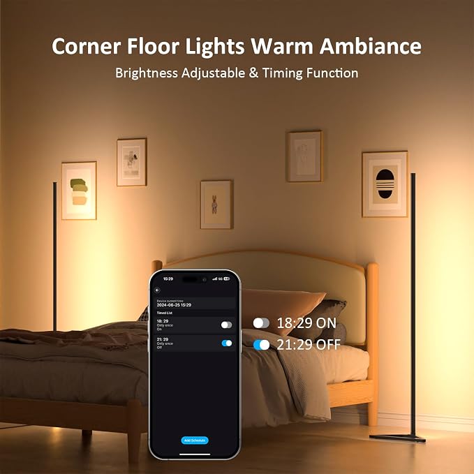 MIHEAL 2PCS Black Corner Floor Lamp, Synced Lights LED Control Floor Lamp RGB Light 56" Smart LED Corner Lamp App and Remote for Living Room Gaming Bedroom and Etc - Image 6