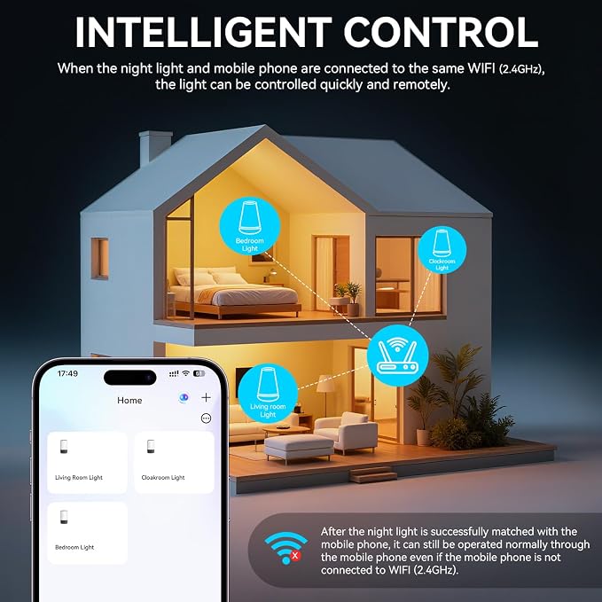Auxmir Smart Night Light, App/Voice Control Table Lamp with Timer(Corded) - Image 9