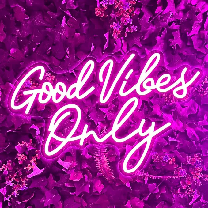 Good Vibes Only Neon Sign，Good Vibes Neon Signs for Wall Decor，Beautiful Pink Good vibes Only Neon Light Sign for Girls Bedroom Decoration，Party，Birthday，Wedding，Salon Shopping Mall Home Wall Decor by Unknown