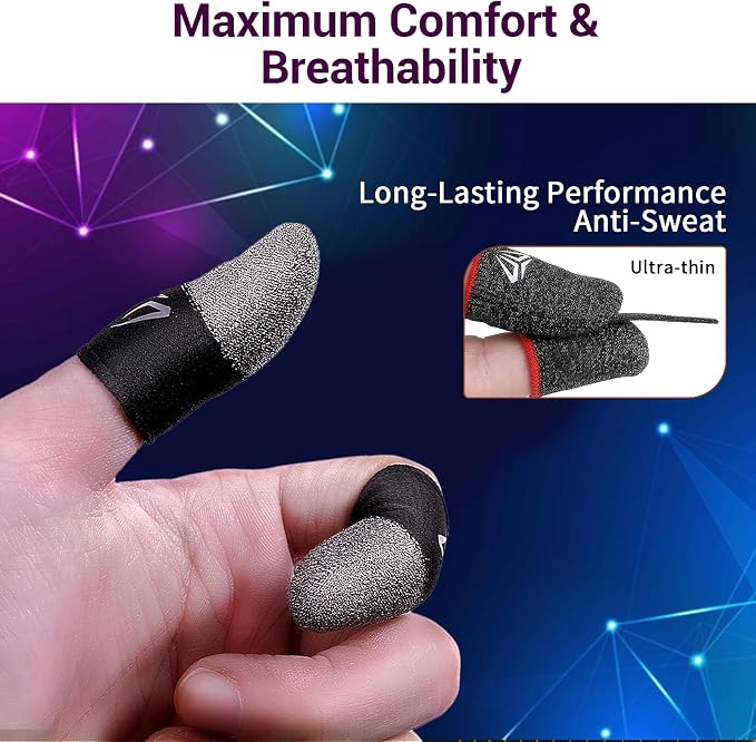 Sibba 4Pcs Mobile Gaming Finger Sleeves Ultra-Thin Carbon Fiber Thumb Sleeves for Mobile Games, Anti-Sweat & Anti-Slip Perfect Touchscreen Glide Gamer Profesionales, Universal with All Devices - Image 5
