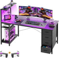 55in Gaming Computer Desk with Drawers & Storage Shelf & Iron Hook, Black by APICIZON