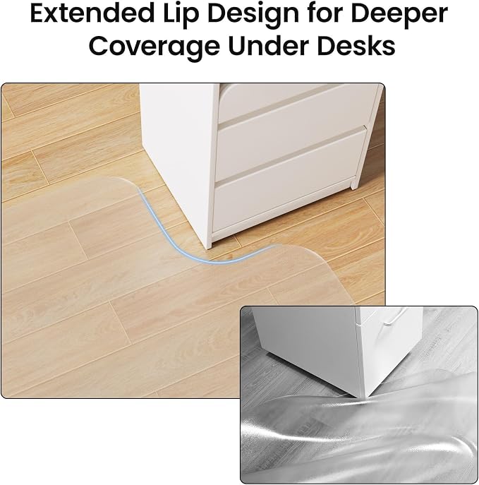 Delamu Office Chair Mat for Hardwood Floor, 48" X 60" Clear Floor Protector | Transparent PVC Chair Mat, Anti-Slip Waterproof for Home & Office - Image 4