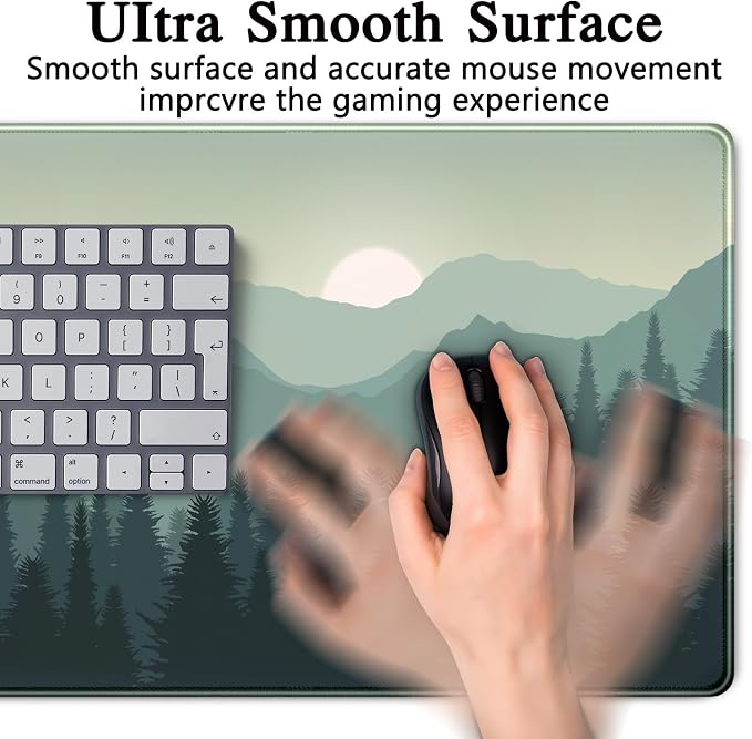 Forest Desk Mat Green Nature Large Mouse Pad XXL 31.5''X 15.7'' Landscape Aesthetic Desk Pad Gaming Mousepad Big Keyboard Mouse Mat for Laptop Computer Office Decor - Image 6