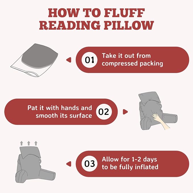 Reading Pillow for Bed,Back Pillow for Bed Sitting Up,Lumbar Support Pillow - Image 8