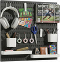 Keepo Peg Board Wall Organizer – Plastic Pegboard Panels, Modular Peg Board Storage System for Home Office, Craft Room, Gaming Setup (Black, 22″×22″) by Keepo