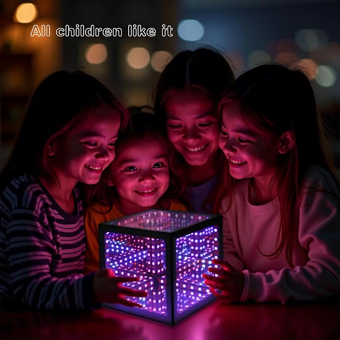 Infinity Mirror Hyper Cube Table Lamp, Desk Art Mood Light - Image 2